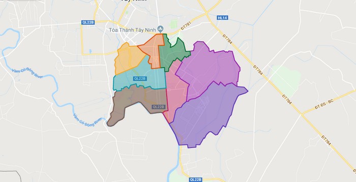 Bản đồ huyện Hòa Thành