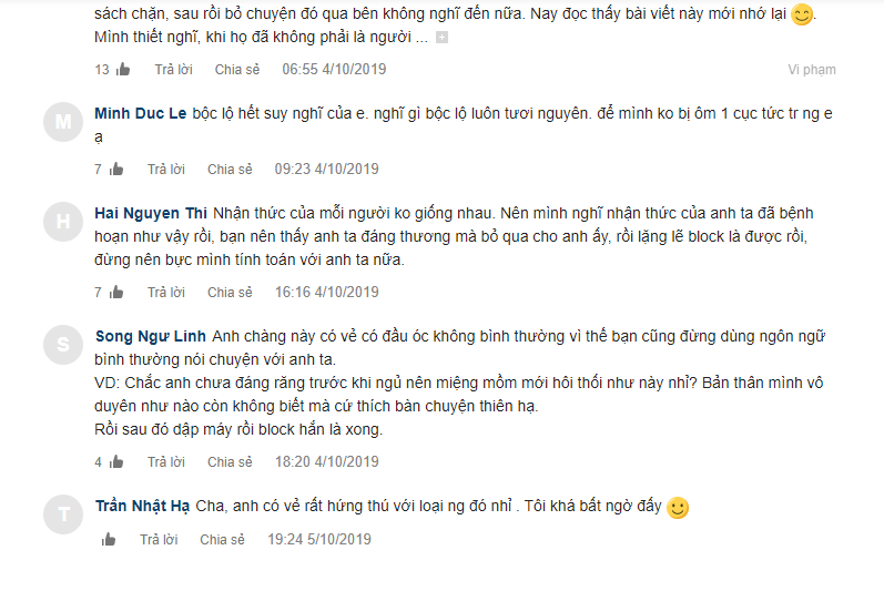 Những bình luận chế nhạo với cách nhắn tin làm quen của chàng trai