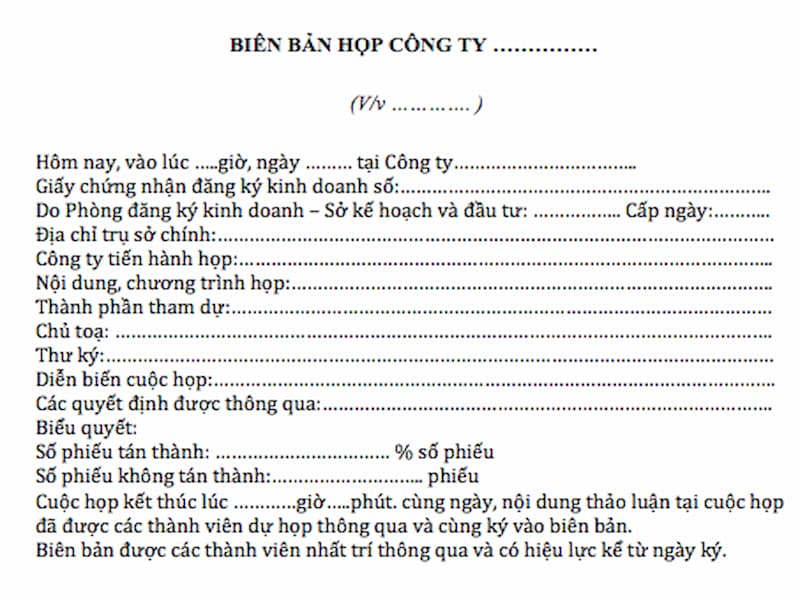 Cách trình bày biên bản cuộc họp