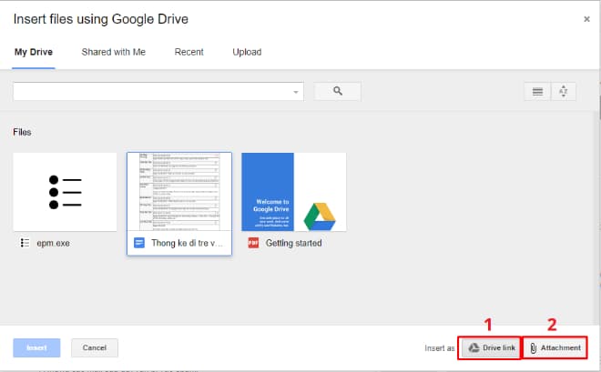 Lưu ý khi đính kèm File