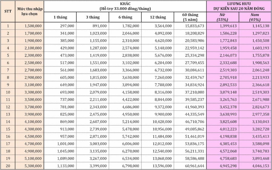 Mức đóng bảo hiểm xã hội tự nguyện năm 2022